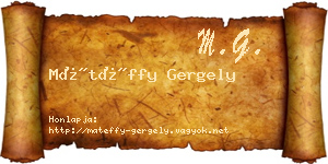 Mátéffy Gergely névjegykártya